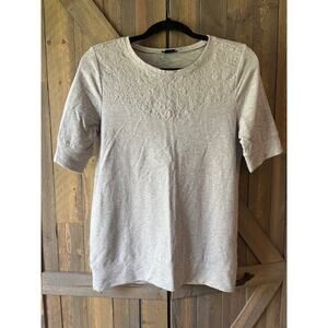 Ann Taylor Gray Embroidery Top